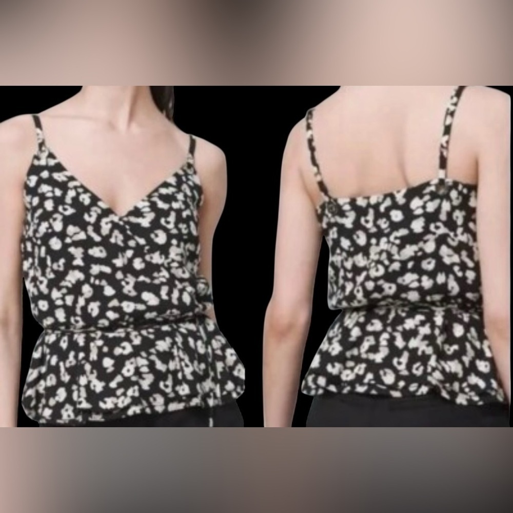 White House Black Market spaghetti straps, V neck peplum coquette girl office